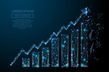 abstract image of a growth chart in the form of a starry sky or space, consisting of points, lines, 