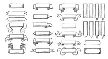 Set Of Hand Drawn / Doodled Vector Ribbons. 