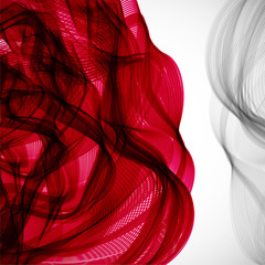 Poster - Abstract red flower wave background.