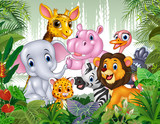 Cartoon wild animal in the jungle