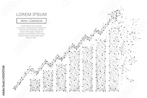 Fotomural Grey growth chart with polygon line on abstract background