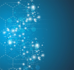 dna and medical and technology background. futuristic molecule structure presentation