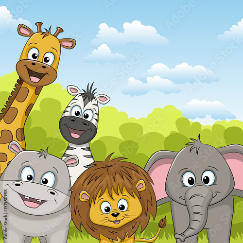 einzelne bedruckte Lamellen - Illustration of different cute wild animals (von GabiWolf)