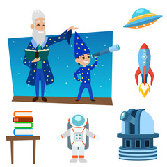 Wall Mural - Astrology astronomy icons planet science universe space radar cosmos sign universe vector illustration.