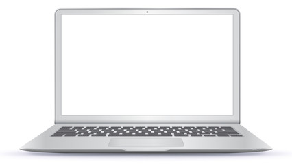 Poster - Laptop Computer With Blank Screen Isolated On White Background
