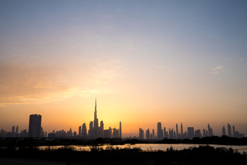 Wall Mural - Dubai Downtown skyline at sunset.