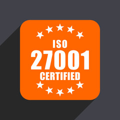 Aufkleber - Iso 27001 orange flat design web icon isolated on gray background