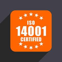 Aufkleber - Iso 14001 orange flat design web icon isolated on gray background