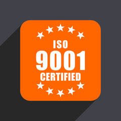 Aufkleber - Iso 9001 orange flat design web icon isolated on gray background