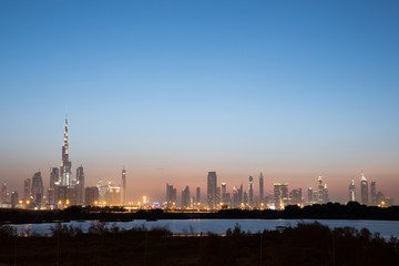 Wall Mural - Dubai Downtown skyline at sunset.