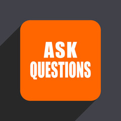 Aufkleber - Ask questions orange flat design web icon isolated on gray background