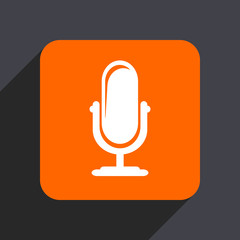 Aufkleber - Microphone orange flat design web icon isolated on gray background