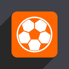 Poster - Soccer orange flat design web icon isolated on gray background