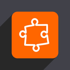 Poster - Puzzle orange flat design web icon isolated on gray background