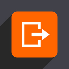 Poster - Exit orange flat design web icon isolated on gray background