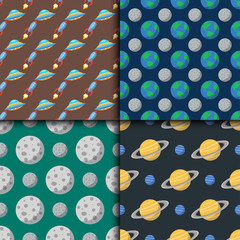 Wall Mural - High quality solar system space planets flat vector illustration universe astronomy seamless pattern.