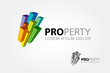 Property Vector Logo Template. 3D Abstract color bar symbolize a building or property.