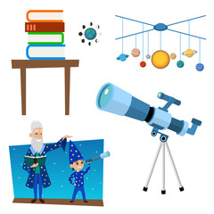 Wall Mural - Astrology astronomy icons planet science universe space radar cosmos sign universe vector illustration.