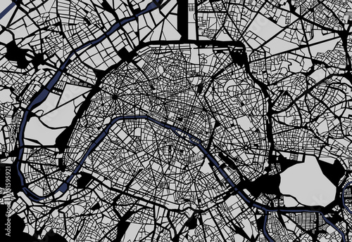 Plakat mapa miasta Paryż, Francja