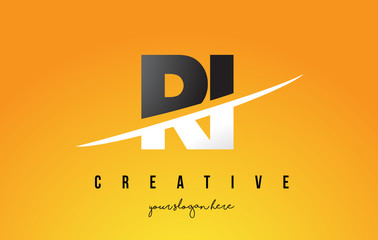 RI R I Letter Modern Logo Design with Yellow Background and Swoosh.