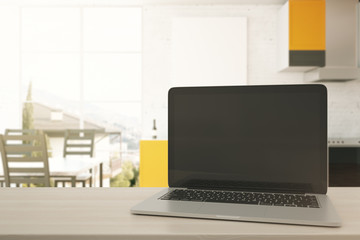 Poster - Blank laptop in kitchen