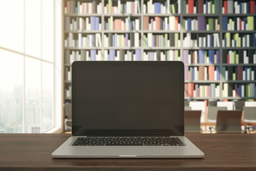 Poster - Empty laptop in library