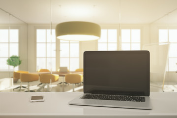 Poster - Empty laptop in conference room