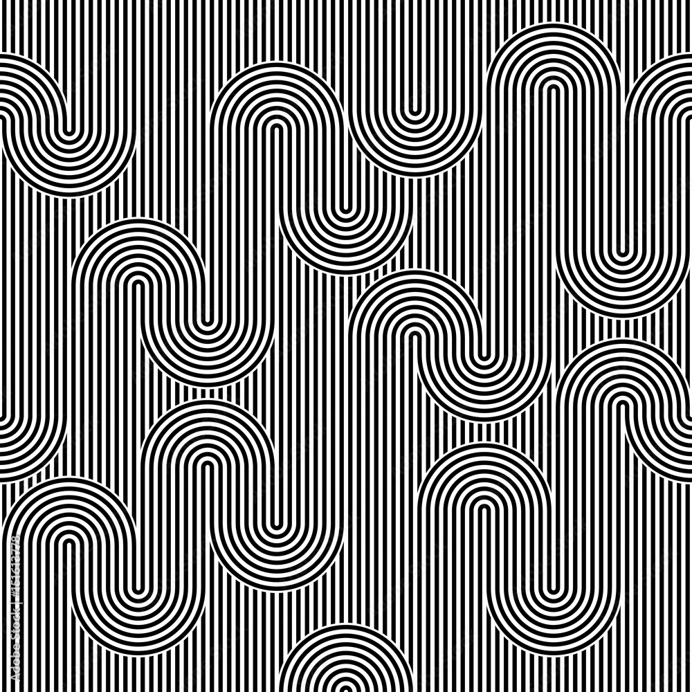 Striped abstract seamless pattern background tile. Black and white ...