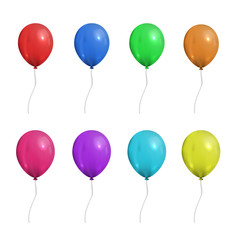 Wall Mural - Vector set of realistic isolated balloons for celebration and decoration on the white background.