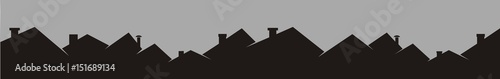 Fotografía Roofs and chimneys, cityscape, black silhouette, vector icon.