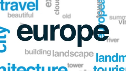 Wall Mural - Europe animated word cloud, text design animation.