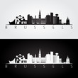 © greens87 - Brussel skyline and landmarks silhouette, black and white design.