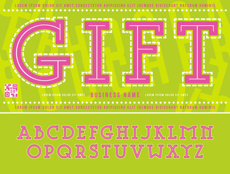 Decorative serif font with internal and dotted contour