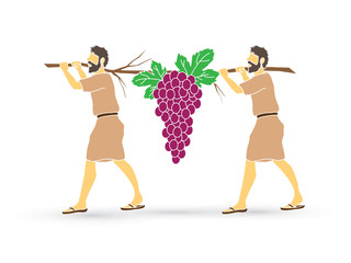 Two spies of Israel carrying grapes of Canaan graphic vector