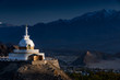 Buddhist stupa in Leh, Indian Himalaya. Diskit, Ladakh, India