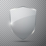Fototapeta  - Transparent glass shield, vector illustration