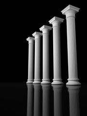 Wall Mural - Colonnade of the classic columns in a dark space. 3D Render