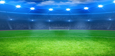 Poster -  soccer stadium with the bright lights