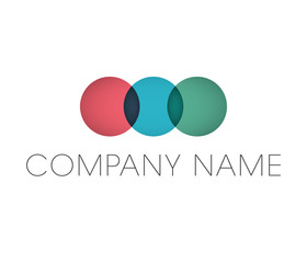 Circle business logo with company name placeholder text. Geometric vector logotype design elements.