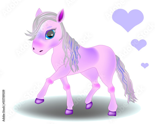 Cuadros en Lienzo Cute cartoon little pink baby horse