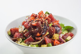Fototapeta  - Mix sashimi salad with salmon, tomato, avocado and tuna. Japanese food