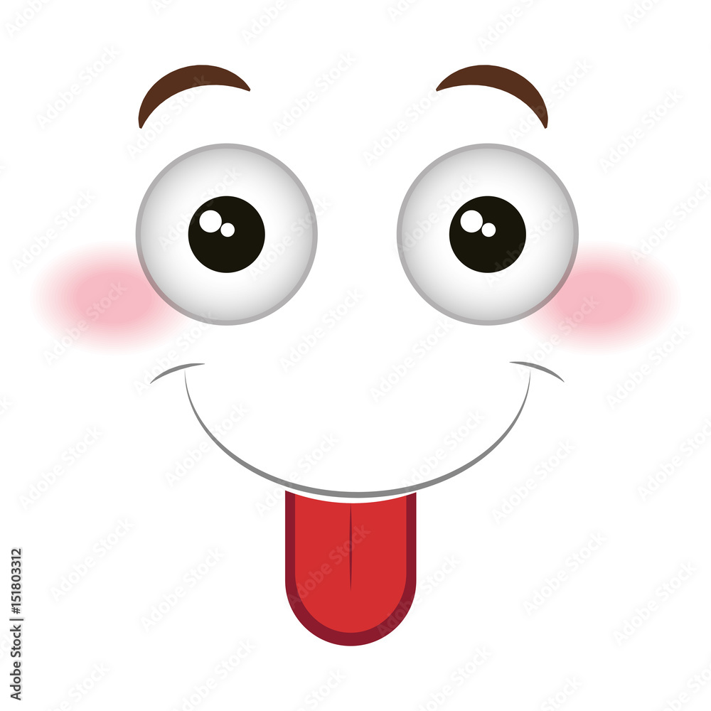 tongue out face emoticon kawaii style vector illustration design Stock ...