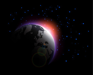 Wall Mural - the planet and sunlight on space .