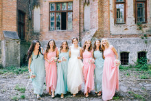 Beautiful Bride With Her Pretty Bridesmaids