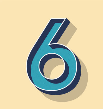 Letter 6 Retro Vector Text Style, Fonts Concept
