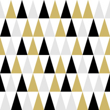 Multicolored White, Black, Beige And Grey Triangles. Seamless Abstract Vector Pattern