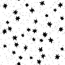 Dynamic Background With Hand Drawn Stars. Seamless Vector Pattern