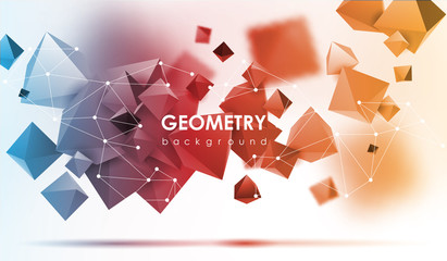 Poster - abstract poligonal background. 3d render illustration. geometric background with low-poly elements.