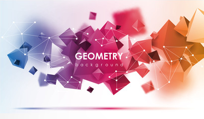 Poster - abstract poligonal background. 3d render illustration. geometric background with low-poly elements.