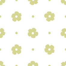 Ditsy Background. Floral Seamless Pattern With Cute Flowers And Polka Dot. Vector Illustration.  Repeating Ornament For Print On Fabric, Textile, Paper, Gift Wrap